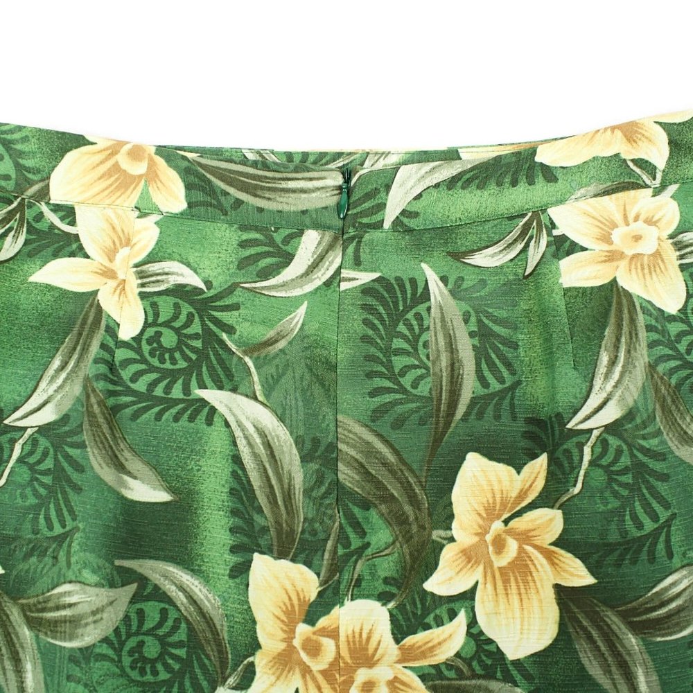 Green Yellow Floral Silk Skirt Bermuda Bay - Picture 4 of 7